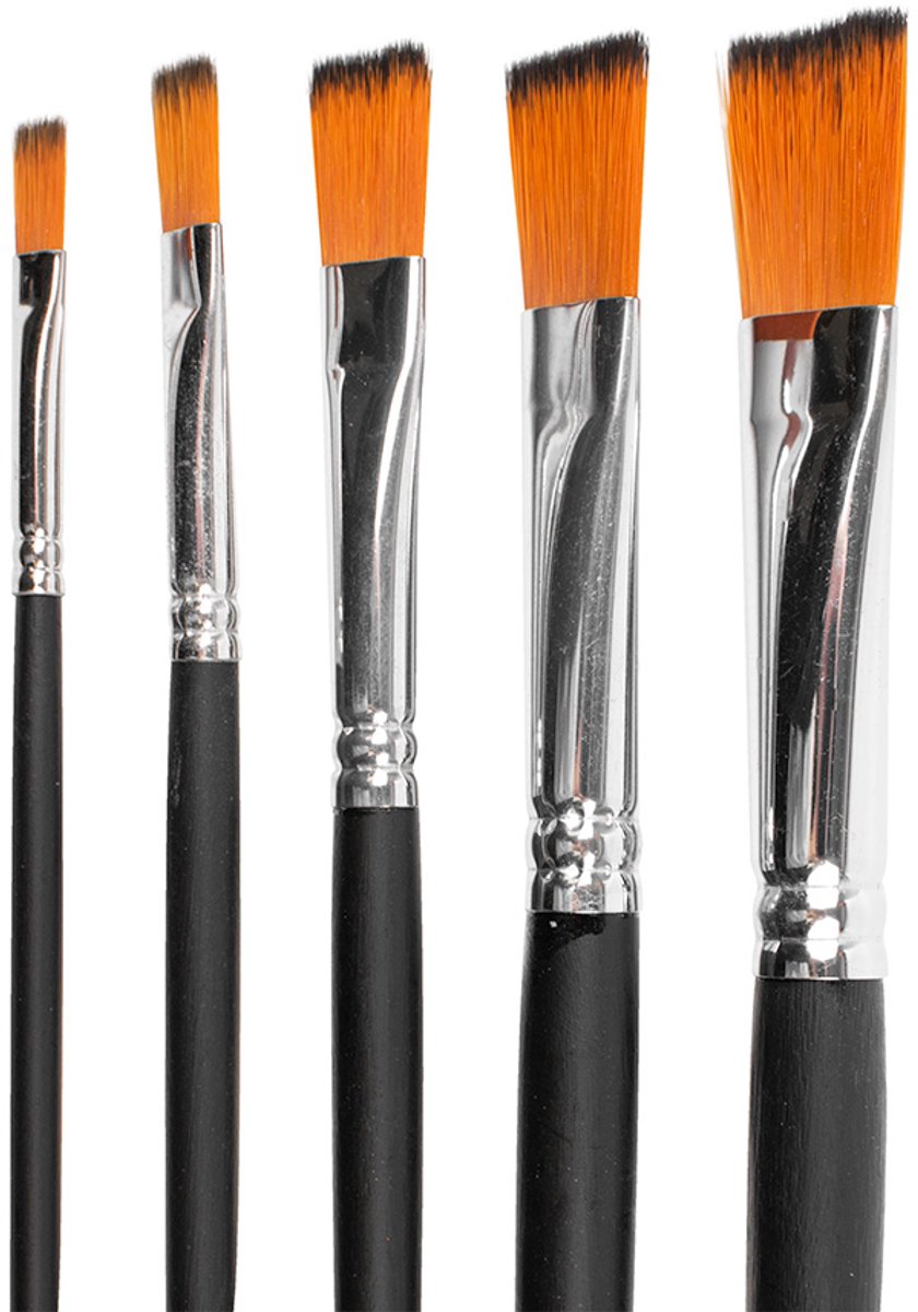 Penselen | Plat | 5 stuks | Geschikt voor acrylverf